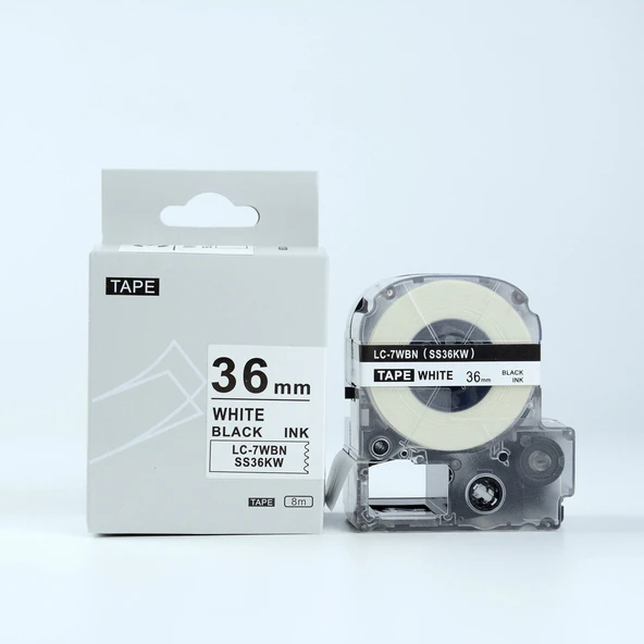 Tonersepeti Epson LC-7WBN Standard Beyaz Üzeri Siyah 36MM 9Metre Muadil Etiket ürün görseli 1