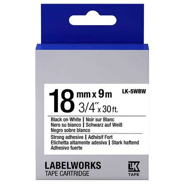 Tonersepeti Epson LK-5WBW- C53S655012 Muadil Güçlü Yapışkanlı Etiket Kartuşu Siyah Beyaz 18 mm ürün görseli 1