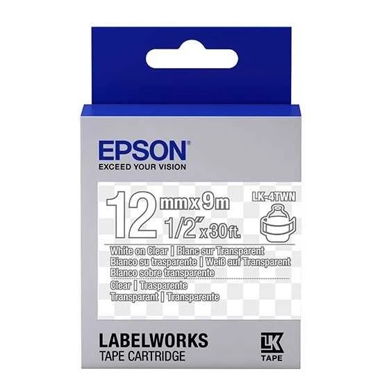 Tonersepeti Epson LK-4TWN Transparan Üzerine Beyaz Orjinal Etiket ürün görseli 1