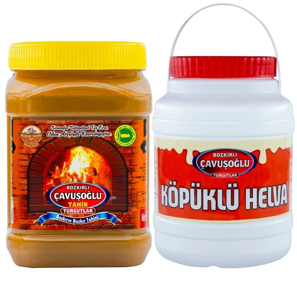 Bozkırlı Çavuşoğlu Odun Ateşinde Kepekli Bozkır Tahini 930 g + Köpüklü Helva 930g ürün görseli 1