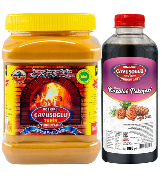 Bozkırlı Çavuşoğlu Odun Ateşinde Kepeksiz Bozkır Tahini 930 g + Kozalak Pekmezi 1000g ürün görseli 1