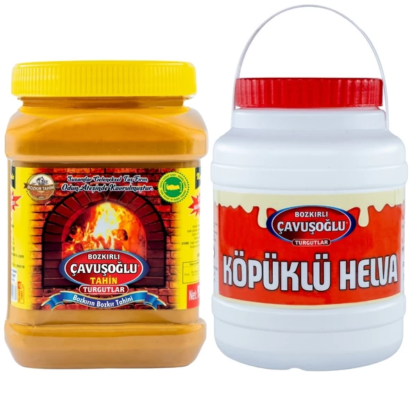 Bozkırlı Çavuşoğlu Odun Ateşinde Kepeksiz Bozkır Tahini 930 g + Köpüklü Helva 930g ürün görseli 1