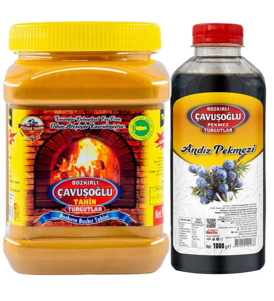 Bozkırlı Çavuşoğlu Odun Ateşinde Kepeksiz Bozkır Tahini 930 g + Andız Pekmezi 1000g ürün görseli 1