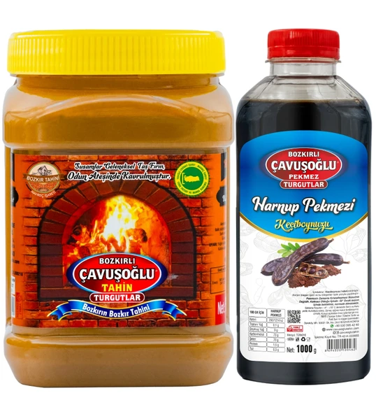 Bozkırlı Çavuşoğlu Odun Ateşinde Kepekli Bozkır Tahini 930 g + Harnup Keçiboynuzu Pekmezi 1000g ürün görseli 1