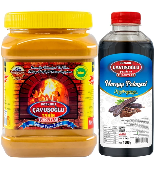 Bozkırlı Çavuşoğlu Odun Ateşinde Kepeksiz Bozkır Tahini 930 g + Harnup Keçiboynuzu Pekmezi 1000g ürün görseli 1