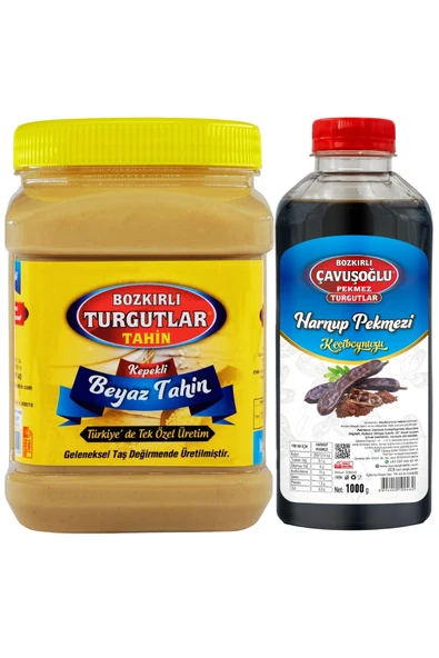 Bozkırlı Çavuşoğlu Kepekli Beyaz Tahin 930 g + Harnup Keçiboynuzu Pekmezi 1000g ürün görseli 1