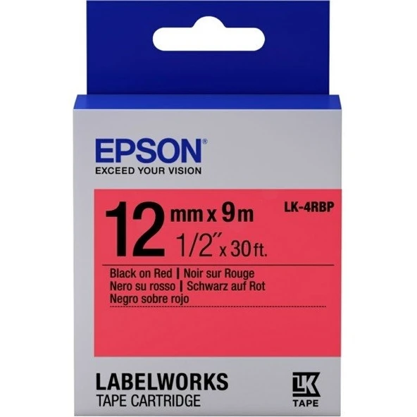 Tonersepeti Epson LK-4RBP Kırmızı Üzerine Siyah  Etiket ürün görseli 1