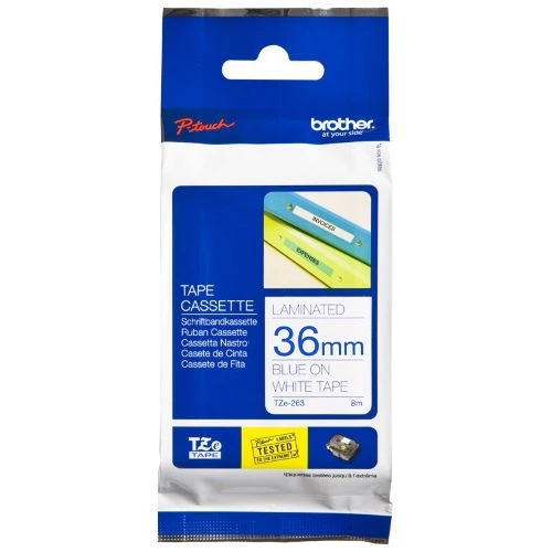 Tonersepeti Brother TZE-263 Mavi/Beyaz Lamine Etiket ürün görseli 1