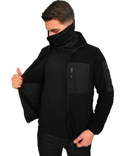 SİYAH TAKTİK POLAR MONT 7 CEP - Resim 2