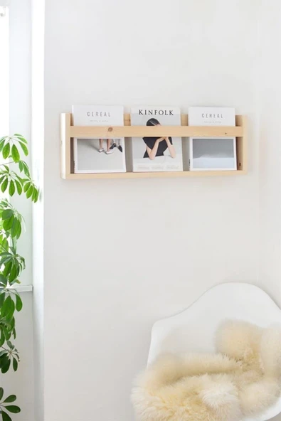 OlcayAksesuar Montessori Kitaplık Ahşap Duvar Rafı 70 Cm ürün görseli 1