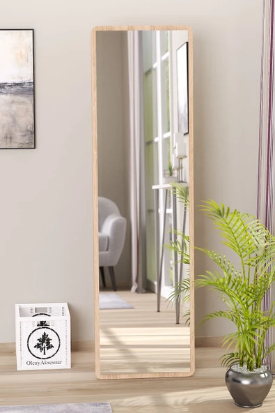 OlcayAksesuar Düz Dikdörtgen Sonomo 120X43 cm Ayaklı Salon Antre Çocuk Odası Banyo WC Yatak Odası Boy Aynası ürün görseli 1