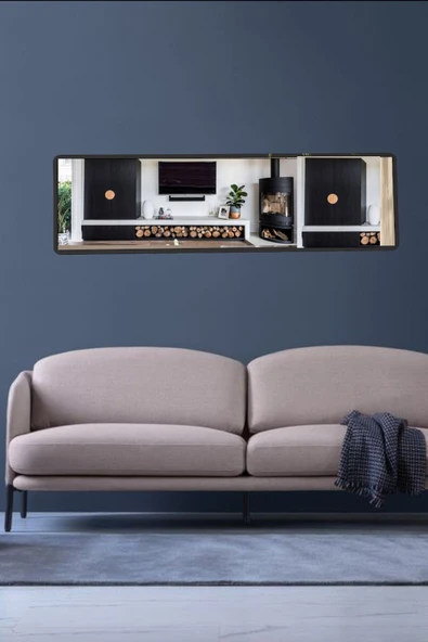 OlcayAksesuar Yatay Beyaz 150X43 cm Hol Konsol Dresuar  Antre Koridor Aynası Salon Banyo WC Aynası ürün görseli 1