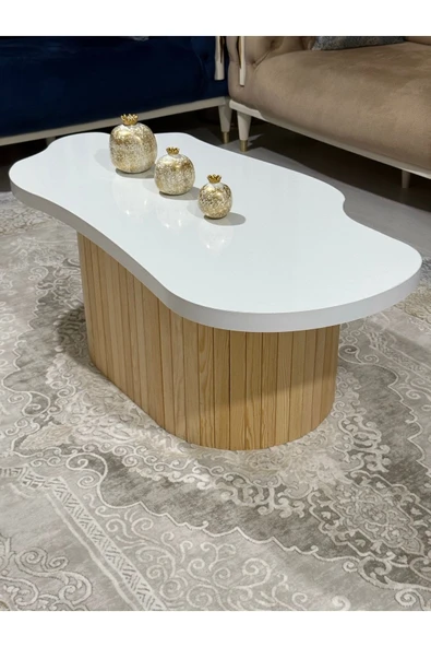 OlcayAksesuar Asimetrik Bulut Model 120x60 cm Kalın Kenarlı Orta Sehpa Modern Ayak ürün görseli 1