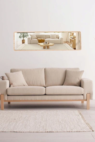 OlcayAksesuar Yatay 120X43 cm Hol Konsol Dresuar  Antre Koridor Aynası Salon Banyo WC Aynası ürün görseli 1