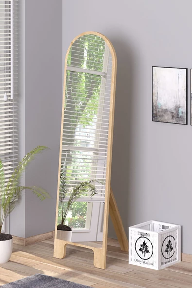 OlcayAksesuar Sonomo 150X43 cm Ayaklı Tek Kubbeli Salon Antre Çocuk Odası Banyo WC Yatak Odası Boy Aynası ürün görseli 1