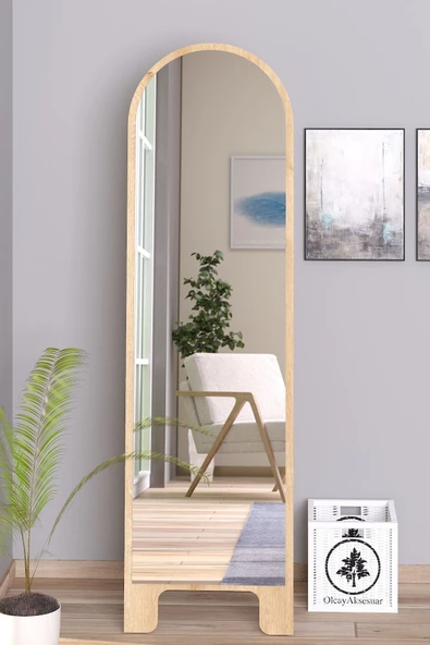 OlcayAksesuar Sonomo 120X43 cm Ayaklı Tek Kubbeli Salon Antre Çocuk Odası Banyo WC Yatak Odası Boy Aynası ürün görseli 1