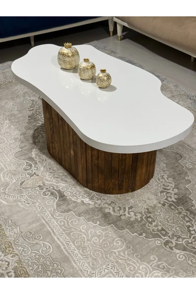 OlcayAksesuar Asimetrik Bulut Model 120x60 cm Kalın Kenarlı Orta Sehpa Kahverengi Orta Sehpa ürün görseli 1