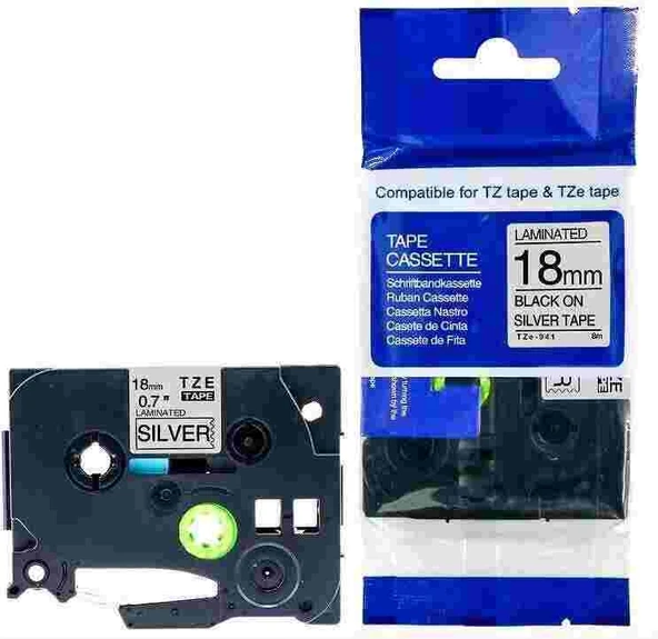 Tonersepeti Brother TZe-941 Gümüş Üzerine Siyah Muadil Etiket 18mm ürün görseli 1