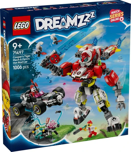 LEGO Dreamzzz 71497 Cooper's Tiger Mech & Zero's Hot Rod Car ürün görseli 1