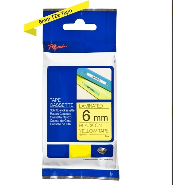 Tonersepeti Brother TZe-611 6mm Sarı üzerine Siyah Laminasyonlu Muadil Etiket ürün görseli 1