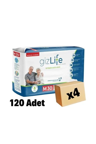 Gizlife Yetişkin Hasta Bezi Bel Bantlı Orta Boy Medium 120'li ürün görseli 1