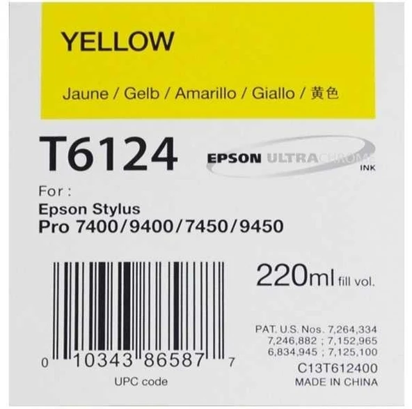 Tonersepeti Epson T6124 C13T612400  Sarı Kartuş ürün görseli 1