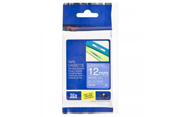 Tonersepeti Brother TZ-535 Mavi Üzerine Beyaz Etiket 12mm ürün görseli 1