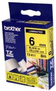 Tonersepeti Brother TZ-611 Sarı Üzerine Siyah Etiket 6mm ürün görseli 1
