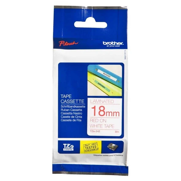 Tonersepeti Brother TZ-242 (18MM) Kırmızı Lamine Etiket ürün görseli 1