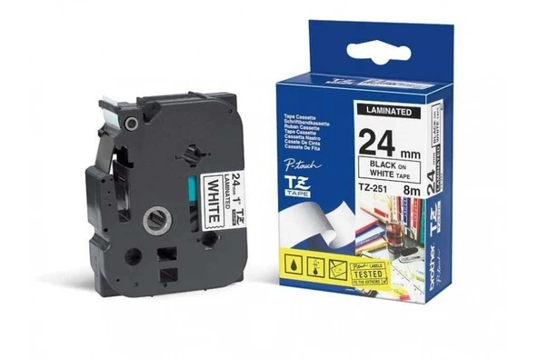 Tonersepeti Brother TZE-251 Beyaz Lamine Etiket 24mm ürün görseli 1