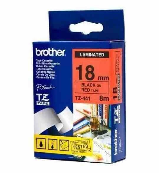 Tonersepeti Brother TZ-441 Kırmızı üzerine Siyah  Etiket Şeridi ürün görseli 1