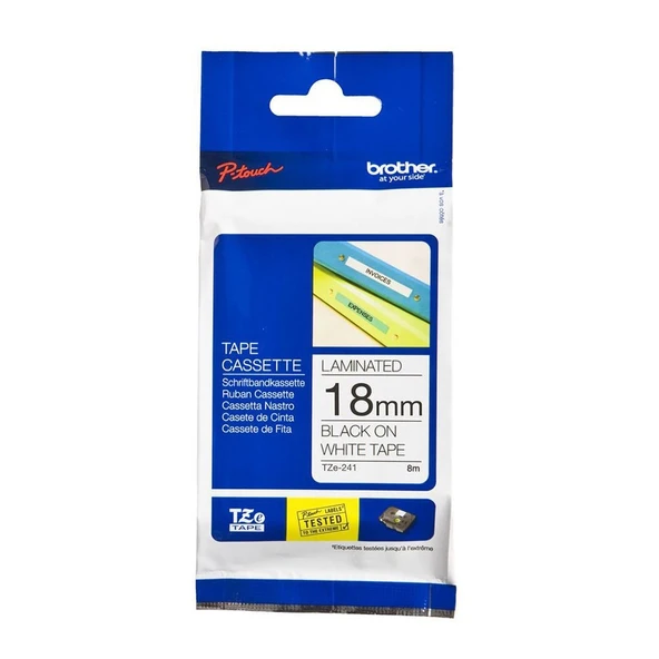Brother TZE-241 Beyaz Lamine Etiket 18mm ürün görseli 1