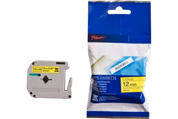 Tonersepeti Brother M-K631BZ Siyah Sarı Lamine Etiket 12mm ürün görseli 1