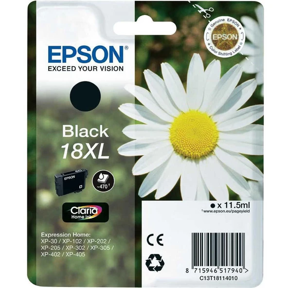 Tonersepeti Epson 18XL-T1811-C13T18114020 Siyah  Kartuş ürün görseli 1