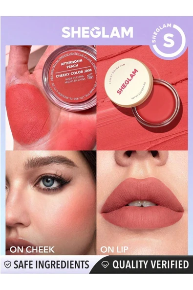 SHEGLAM Cheeky Color Jam-Afternoon Peach 6 Shades Multi-Use Cream Blush Lip Cream ürün görseli 1