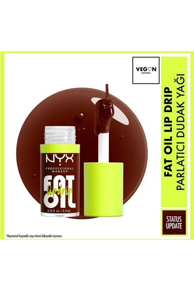 NYX Professional Makeup Fat Oil Lip Drip Parlatıcı Dudak Yağı Status Update ürün görseli 1
