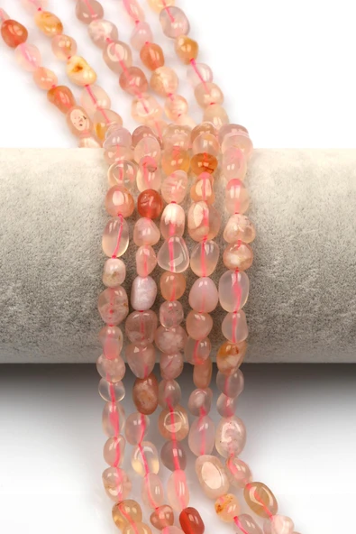 Flower Agate Doğal Taş Dizi 6 x 8 mm Mercimek Kesim ürün görseli 1
