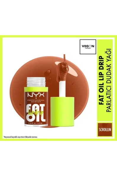NYX Professional Makeup Fat Oil Lip Drip Parlatıcı Dudak Yağı Scrollin 4.8ml ürün görseli 1