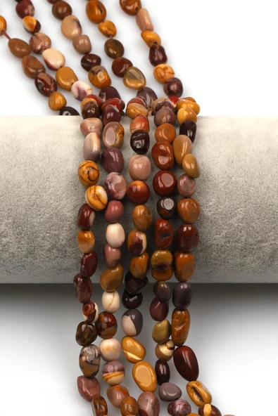 Mookaite Jasper Doğal Taş Dizi 6 x 8 mm Mercimek Kesim ürün görseli 1
