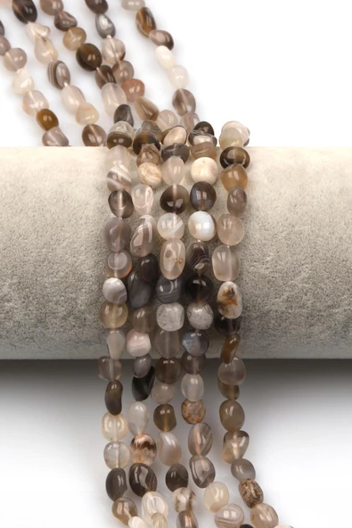 Botswana Akik Doğal Taş Dizi 6 x 8 mm Mercimek Kesim ürün görseli 1