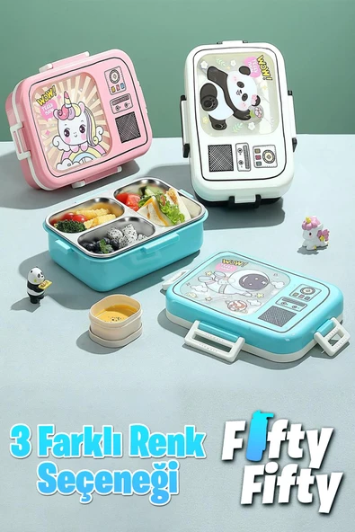 Vagonlife Lunch Box 820 ML Tek Kat Üç Bölmeli Sos Kaseli Yeni Nesil Sefer Tası-FFLBOX10283 ürün görseli 1
