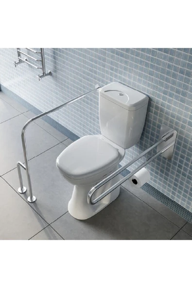 Fixer365  Yaşlı, Hasta ve Engelli 2 Parça Tutunma Barı WC Kağıtlıklı Hareketli ve Yerden Duvara Döner Ayak ürün görseli 1