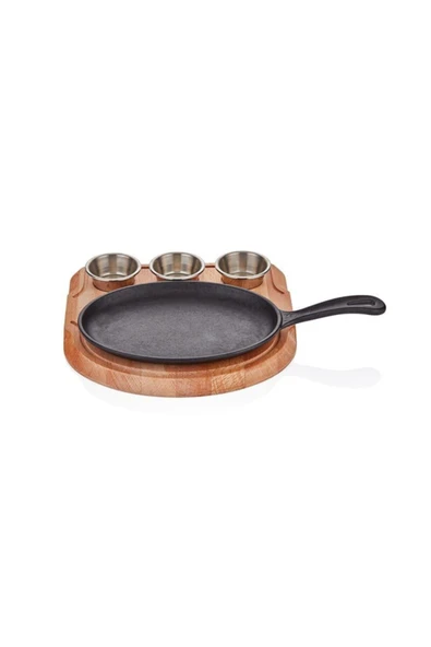Altınbaşak  Döküm Demir Oval Saplı Fajita Tavası+sosluklu Nihale, 24x17 Cm ürün görseli 1