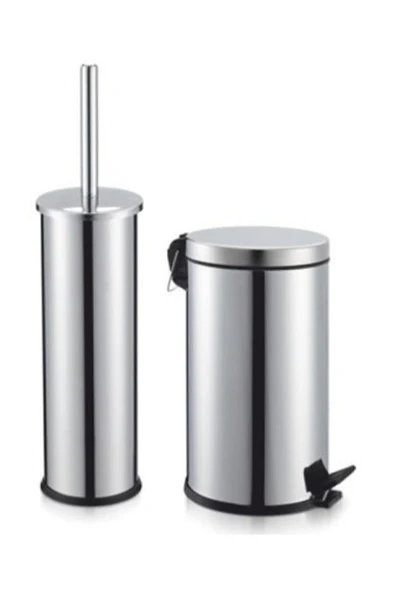 Maxiflow  Paslanmaz Klozet Fırçası Paslanmaz Çöp Kovası Krom 3 Lt Set 114 ürün görseli 1