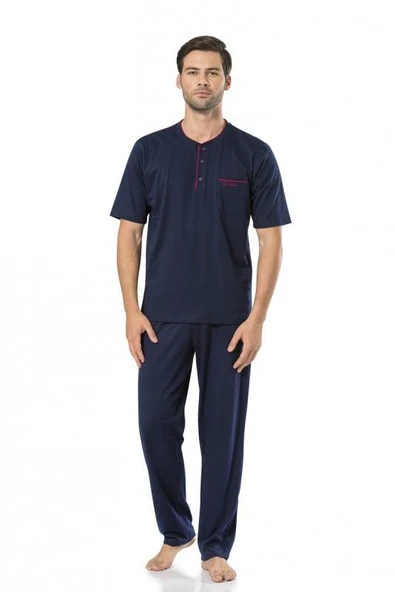 Pierre Cardin 5370 Erkek Kutulu Damat Çeyizlik Penye 3'lü Şortlu Lacivert Pijama Takımı ürün görseli 1