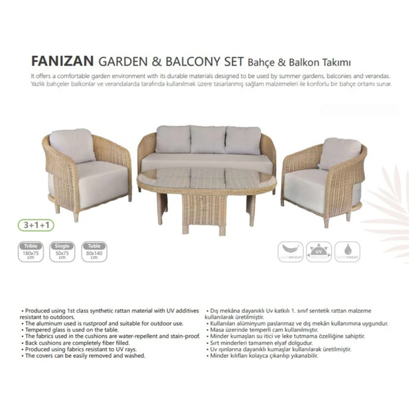 FANİZAN BAHÇE ve BALKON TAKIMI (3+1+1) ürün görseli 1