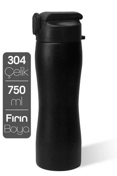 Pipetli Paslanmaz Çelik Matara - 304 Çelik Spor Suluk BPA İçermez Taşınabilir Tasarım - Siyah Renk ürün görseli 1