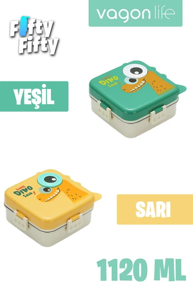 Vagonlife Lunch Box 1120 ML (Sızdırmaz,Karışmaz Üç Bölmeli) Sos Kaseli Yeni Nesil Sefer Tası-FFLBOX10082 ürün görseli 1