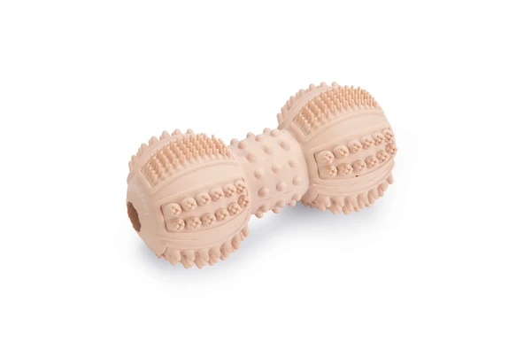 Beeztees Yavru Köpek Oyuncağı, Diş Kaşıma ve Masaj Dambıl, Kauçuk, Pembe, 9cm ürün görseli 1