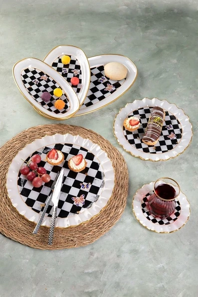 Jasper 27 Parça Dama Desenli Kahvaltı Set Zamansız Şıklık ürün görseli 1